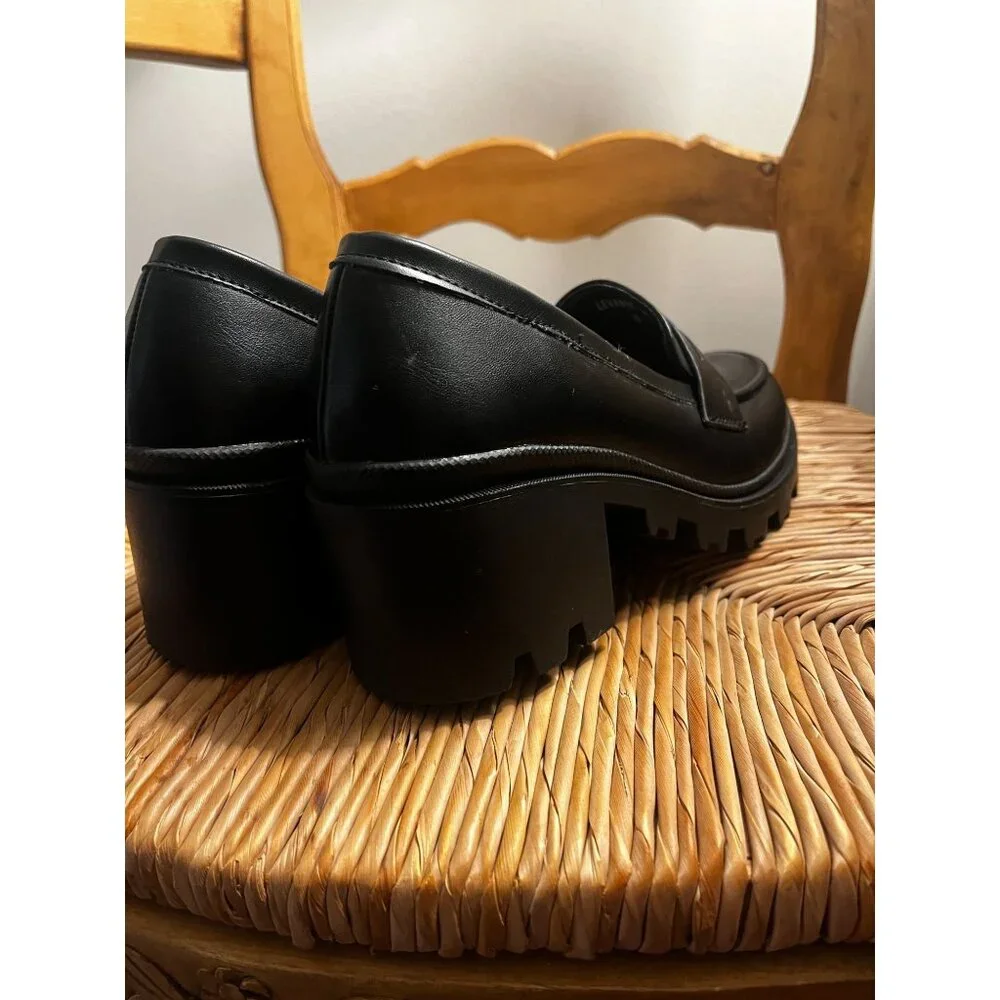Mudd Mary Jane Platform Penny Loafer Black Block Heel Y2k Size 8